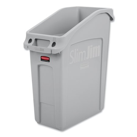 Rubbermaid Commercial 13 gal Rectangular Prism Waste Receptacles, Gray, Open Top, Polyethylene 2026695